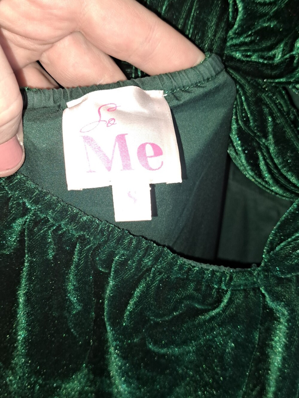 Green Velvet Tiered Maxi Dress, S - Picture 5 of 7